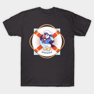 Puffin Sailor (Background & Text) T-Shirt